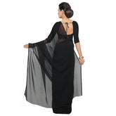 Black georgette saree with blouse (5-6 meters), suitable for casual and festive wear